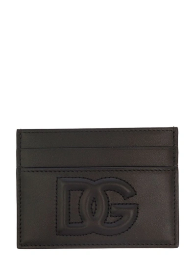 Dolce & Gabbana Black Card-holder With Dg Logo Detail In Smooth Leather