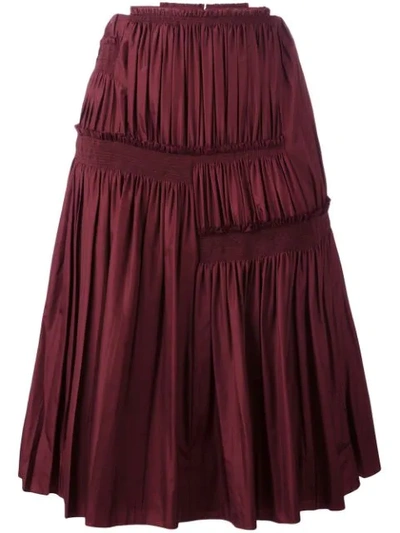 Nina Ricci Pleated A-line Skirt In Red