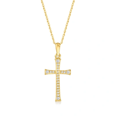 Rs Pure Ross-simons Diamond Cross Pendant Necklace In 14kt Yellow Gold In Multi