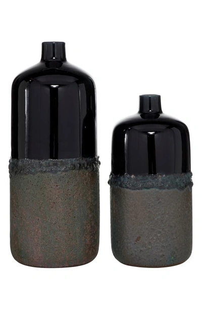Uma Black 2-piece Ceramic Vase Set