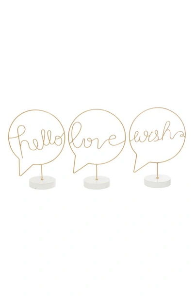 Uma Novogratz Set Of 3 Tabletop Signs In Gold