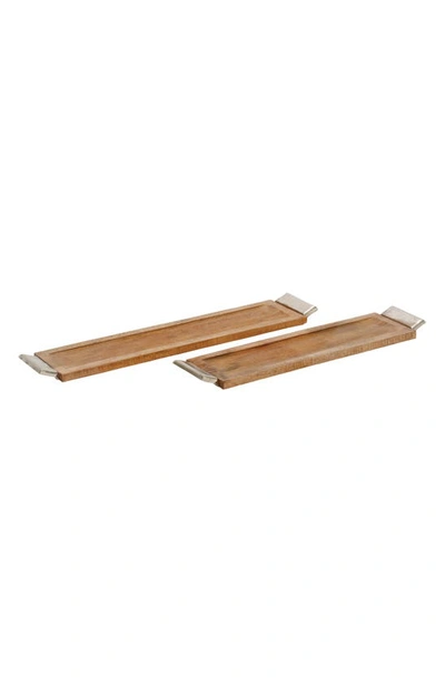 Uma 2-piece Wood Rectangle Tray Set In Brown