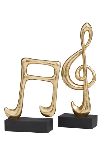 Uma Novogratz Set Of 2 Music Note Sculptures In Gold