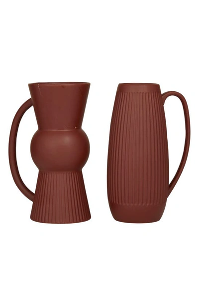 Uma Novogratz Set Of 2 Stoneware Vases In Red