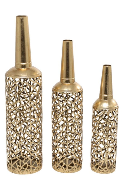 Uma The Novogratz Set Of 3 Metal Abstract Vases In Gold