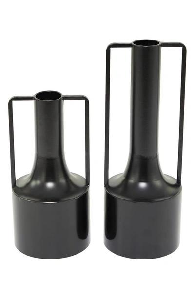 Uma Novogratz Set Of 2 Metal Vases In Black
