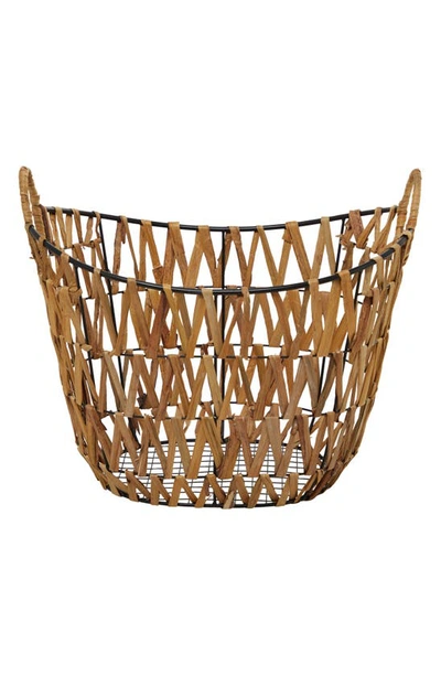 Uma Novogratz Weave Metal Storage Basket In Brown
