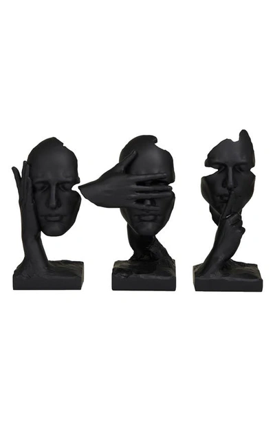 Uma Hear No Evil, See No Evil, Speak No Evil 3-piece Sculpture Set In Black