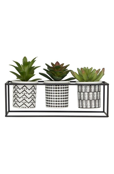 Uma Artificial Potted Succulent 3-piece Set In Green