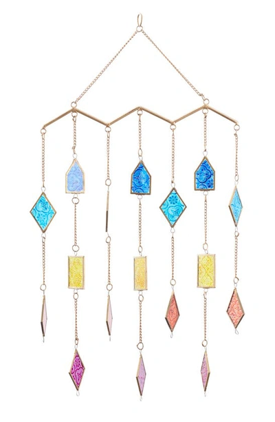 Uma Novogratz Multicolored Glass Windchime In Blue Multi