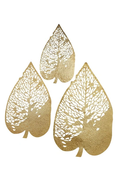 Uma Gold Metal Leaf 3-piece Wall Art