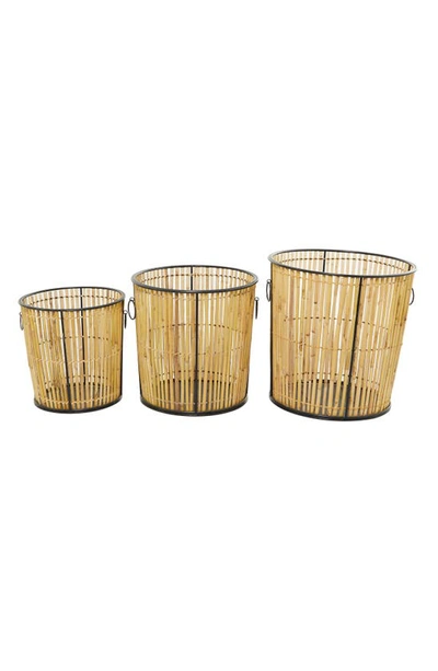 Uma Novogratz Set Of 3 Rattan Baskets In Light Brown