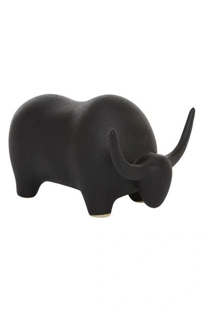 Uma Ceramic Bull Sculpture In Black