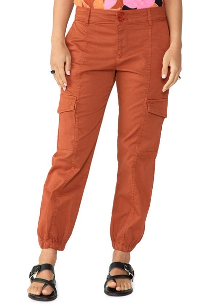 Sanctuary Rebel Crop Stretch Cotton Pants In Cool Clay