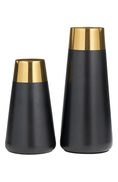 Uma Set Of 2 Stainless Steel Vases In Black