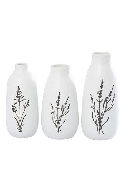Uma Set Of 3 Ceramic Vases In White