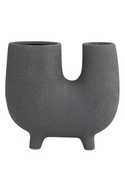 Uma U-shape Ceramic Vase In Gray