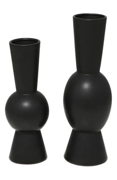 Uma Set Of 2 Assorted Ceramic Vases In Black