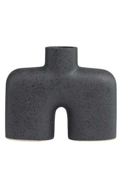 Uma Abstract Arched Ceramic Vase In Black