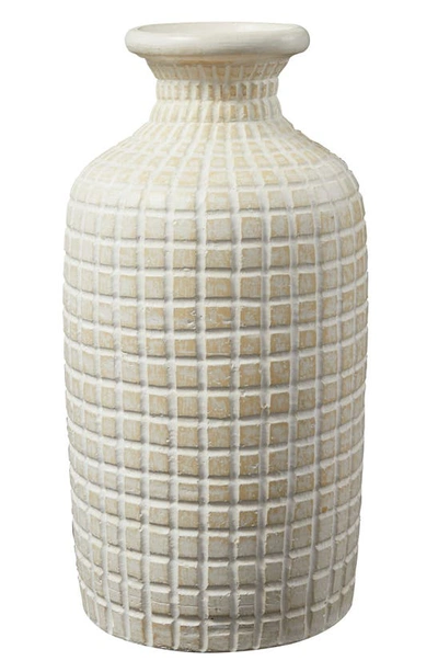 Uma Geometric Terracotta Vase In White