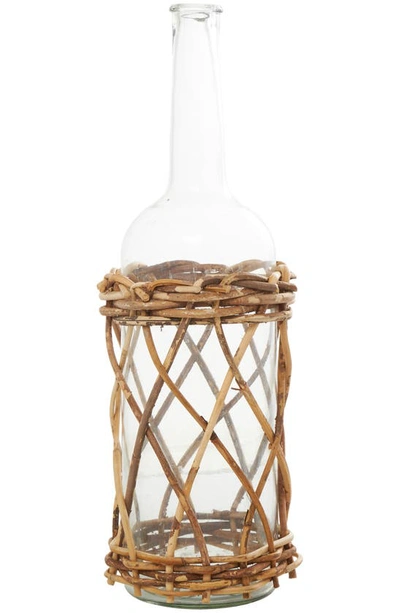 Uma Rattan Glass Vase In Brown