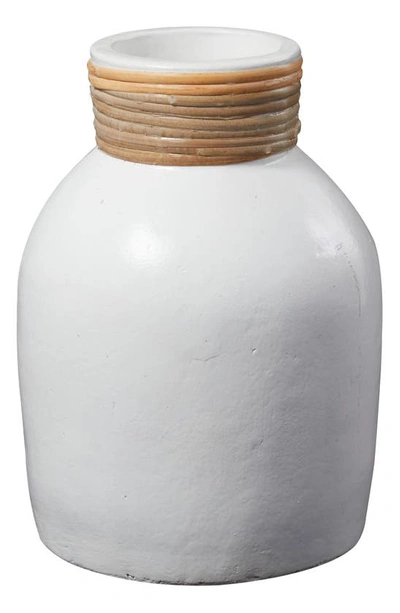 Uma Rattan Wrap Terracotta Vase In White