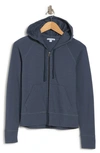 James Perse French Terry Crop Zip Hoodie In Maine