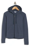James Perse French Terry Crop Zip Hoodie In Blue