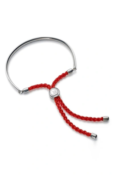 Monica Vinader Engravable Petite Fiji Friendship Bracelet In Silver/ Coral