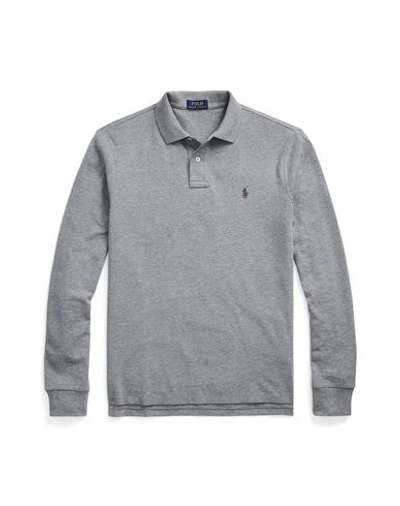 Polo Ralph Lauren Custom Slim Fit Mesh Polo Shirt Man Polo Shirt Grey Size Xxl Cotton