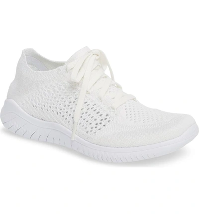 Nike Free Rn Flyknit 2018 Running Shoe In White/ White