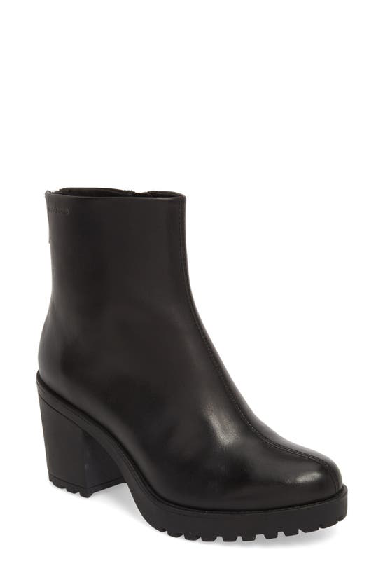 Vagabond Grace Black Leather Chunky Mid Heeled Ankle Boots | ModeSens