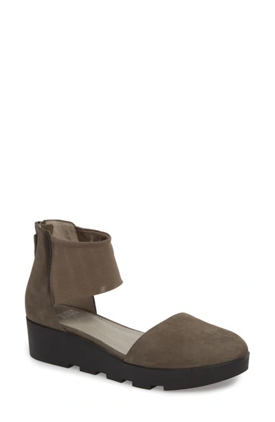 Eileen Fisher Mesh Nubuck Platform Comfort Sandals In Graphite
