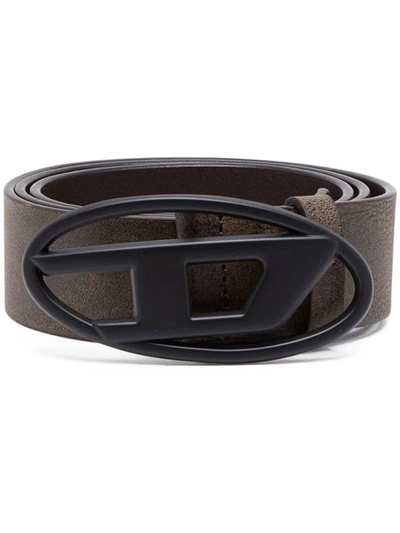 Diesel B-1dr Distressed-finish Leather Belt In H1509