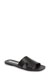 Steve Madden Sayler Slide Sandal In Black Leather