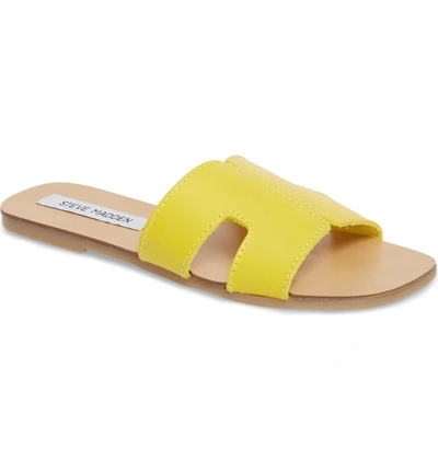 Steve Madden Sayler Slide Sandal In Yellow Leather