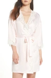 Lauren Ralph Lauren Lace Trim Satin Robe In Pink