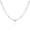 Guess Heart Station Collar Necklace In Silver Tone