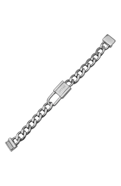 Guess Lock Closure Line Chain Bracelet In Silver Tone