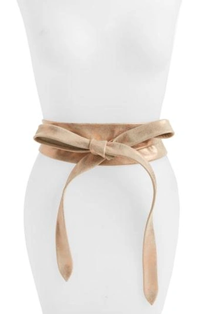 Ada Handmade Leather Wrap Belt In Rose Shimmer
