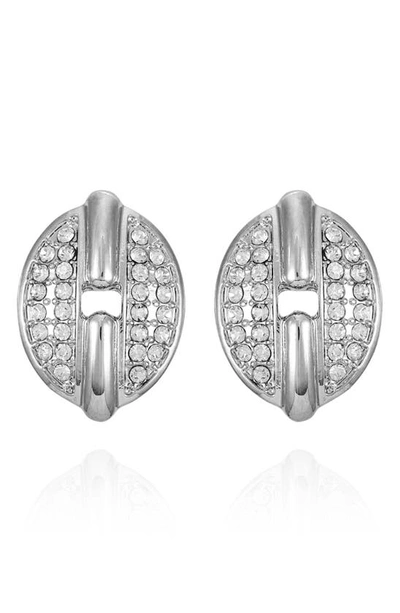 T Tahari Crystal Pavé Clip-on Earrings In Silvertone