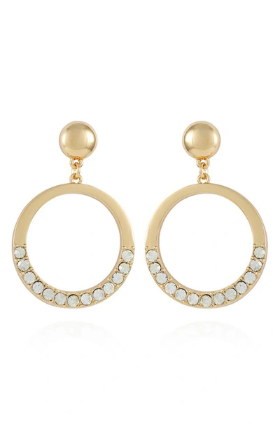 T Tahari Pavé Crystal Circle Drop Earrings In Goldtone