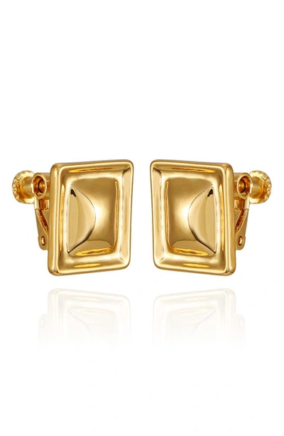 T Tahari Square Clip-on Earrings In Goldtone
