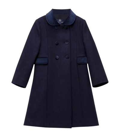 Trotters Kids' Classic Velvet-collar Wool Coat 2-11 Years In Navy