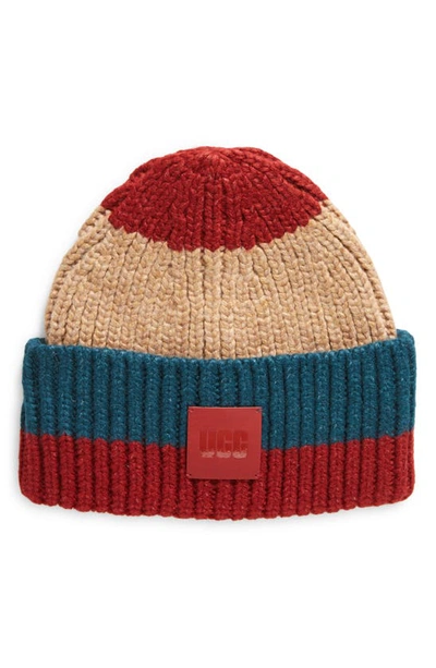 Ugg Chunky Rib Beanie In Dark Cherry