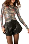 Free People Gold Rush Sequin Top In Midnight Combo
