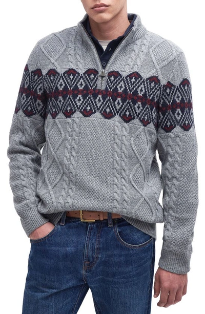 Barbour Alwinton Quarter Zip Sweater In Grey Marl