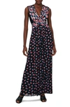 Diane Von Furstenberg Marika Mixed Florals Mesh Dress In Black