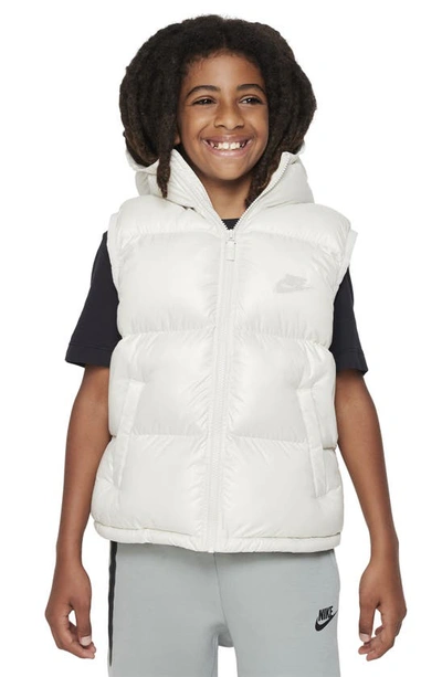 Nike Kids' Water Repellent Therma-fit Hooded Puffer Vest In Bone/ Coconut Milk/ Iron