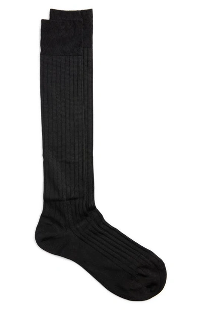 Pantherella Asberley Silk Blend Dress Socks In Black